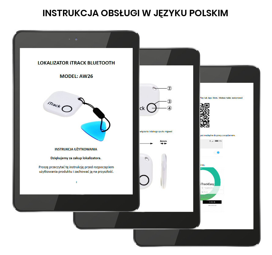 Polska instrukcja do Lokalizatora kluczy portfela Bluetooth GPS AW26