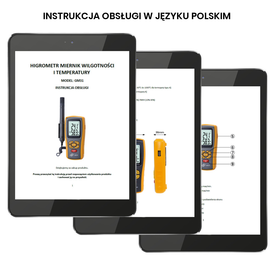 Polska instrukcja do Termohigrometu Miernika Wilgotności Temperatur GM31