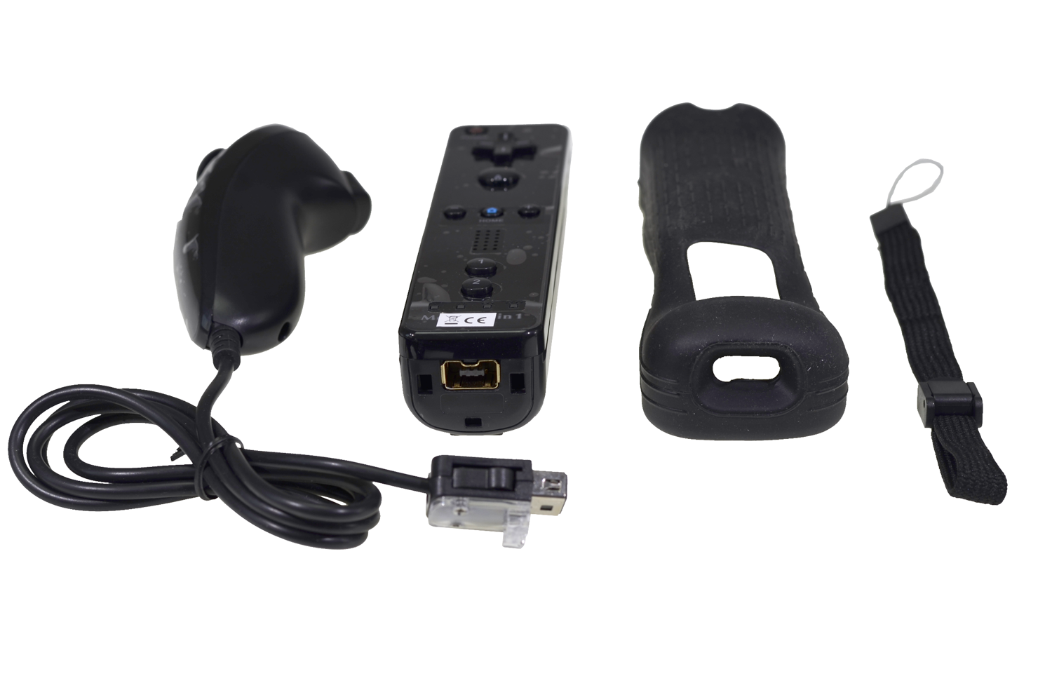 Black Wired Nunchuck + Remote Controller Motion Plus for Nintendo Wii