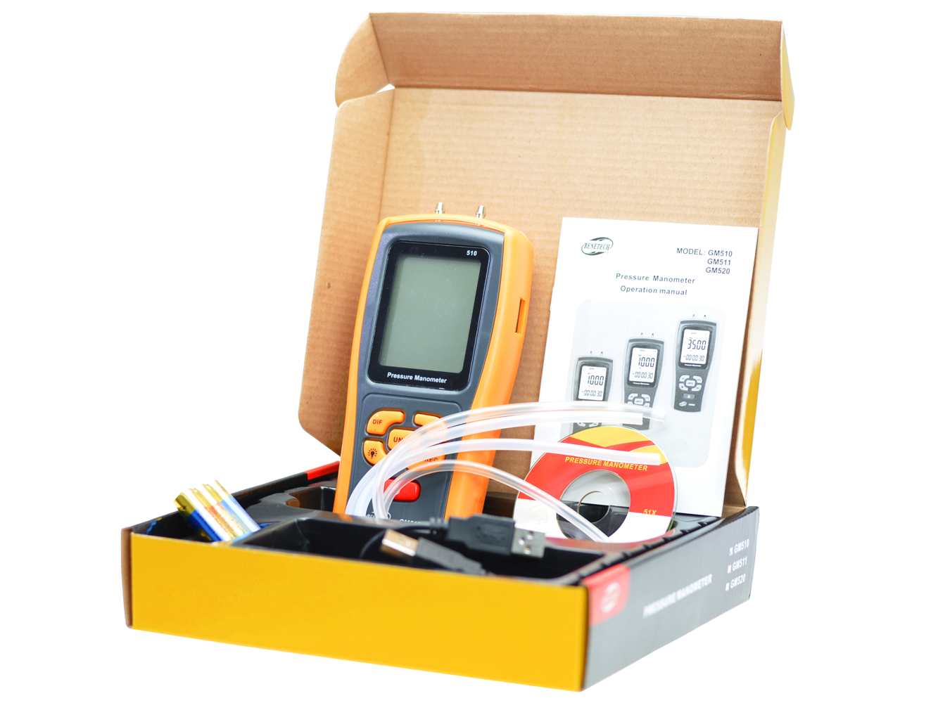 Differential manometer pressure gauge with USB port and LCD GM20