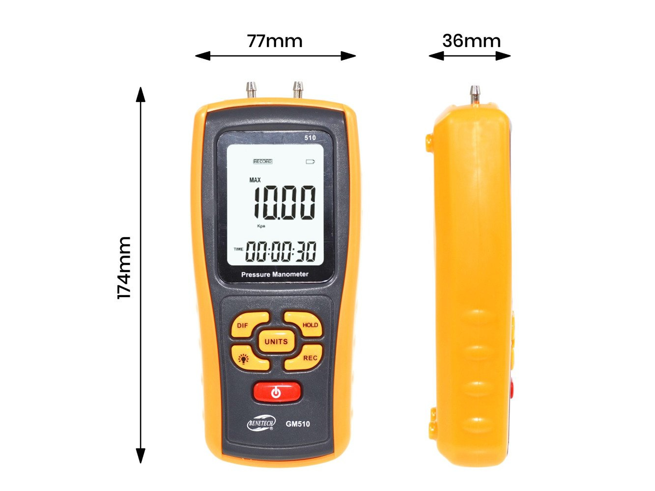 Differential manometer pressure gauge with USB port and LCD GM20