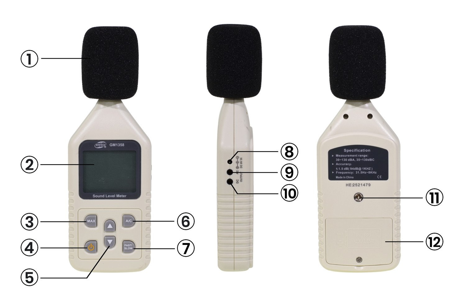 Digital Sound Level Meter Noise Measuring Instrument Decibel meter LCD