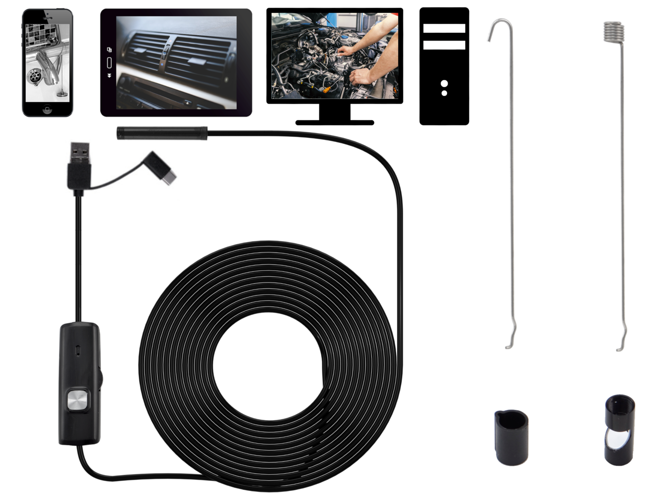 Endoscope USB HD 8mm 10M ZCFS VG26 10m Endoscopes \ USB endoscopes