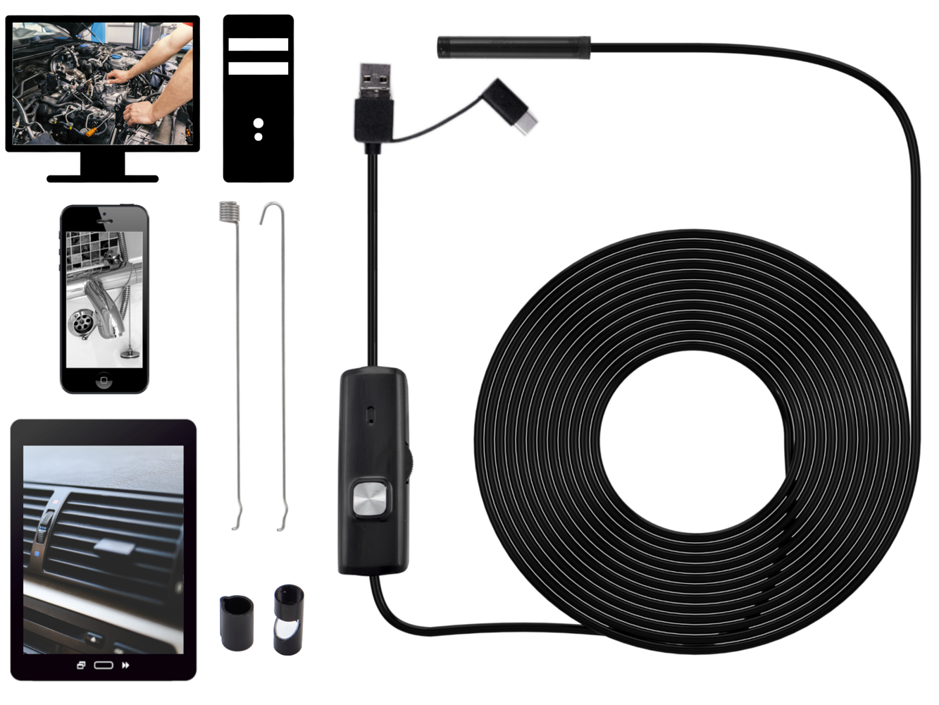 Endoscope USB HD 8mm 5m ZCFS VG25 5m Endoscopes \ USB endoscopes