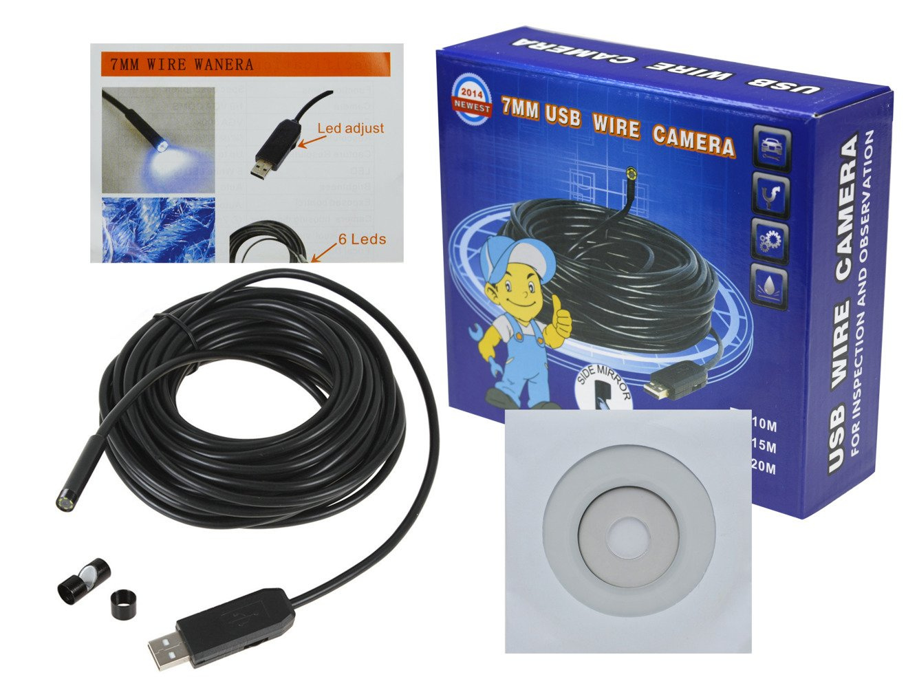Endoscope Waterproof Inspection Camera 10m USB VG20 10m Endoscopes