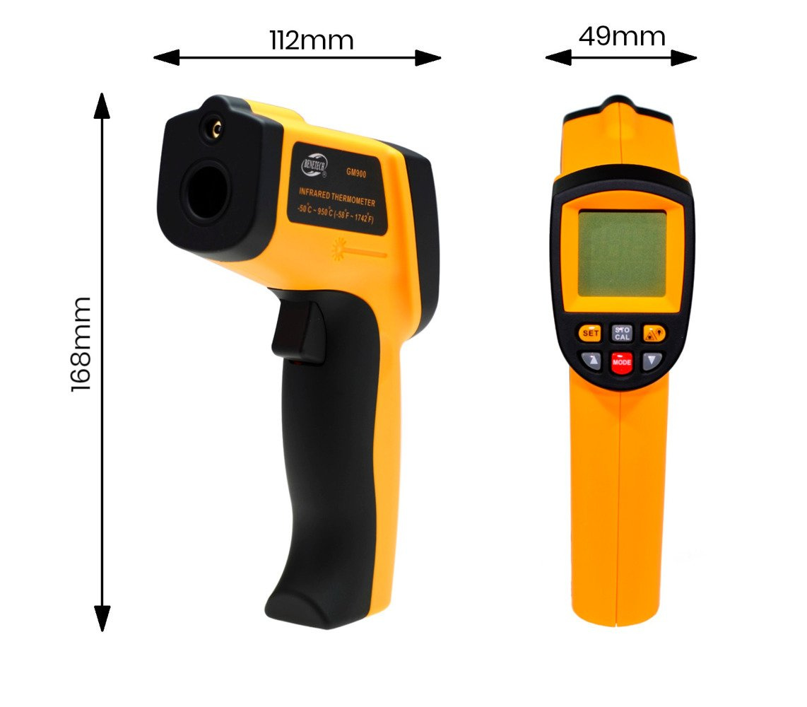 Infrared Thermometer IR 50 900°C Pyrometer 0.11EM Resolution 121