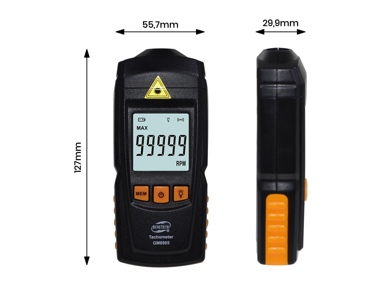 LCD Digital Laser Tachometer NonContact RPM Tach Meter Gauge Handheld
