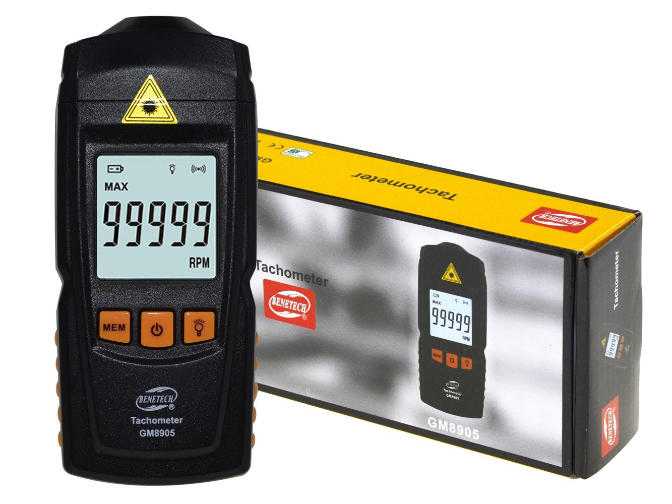 LCD Digital Laser Tachometer NonContact RPM Tach Meter Gauge Handheld