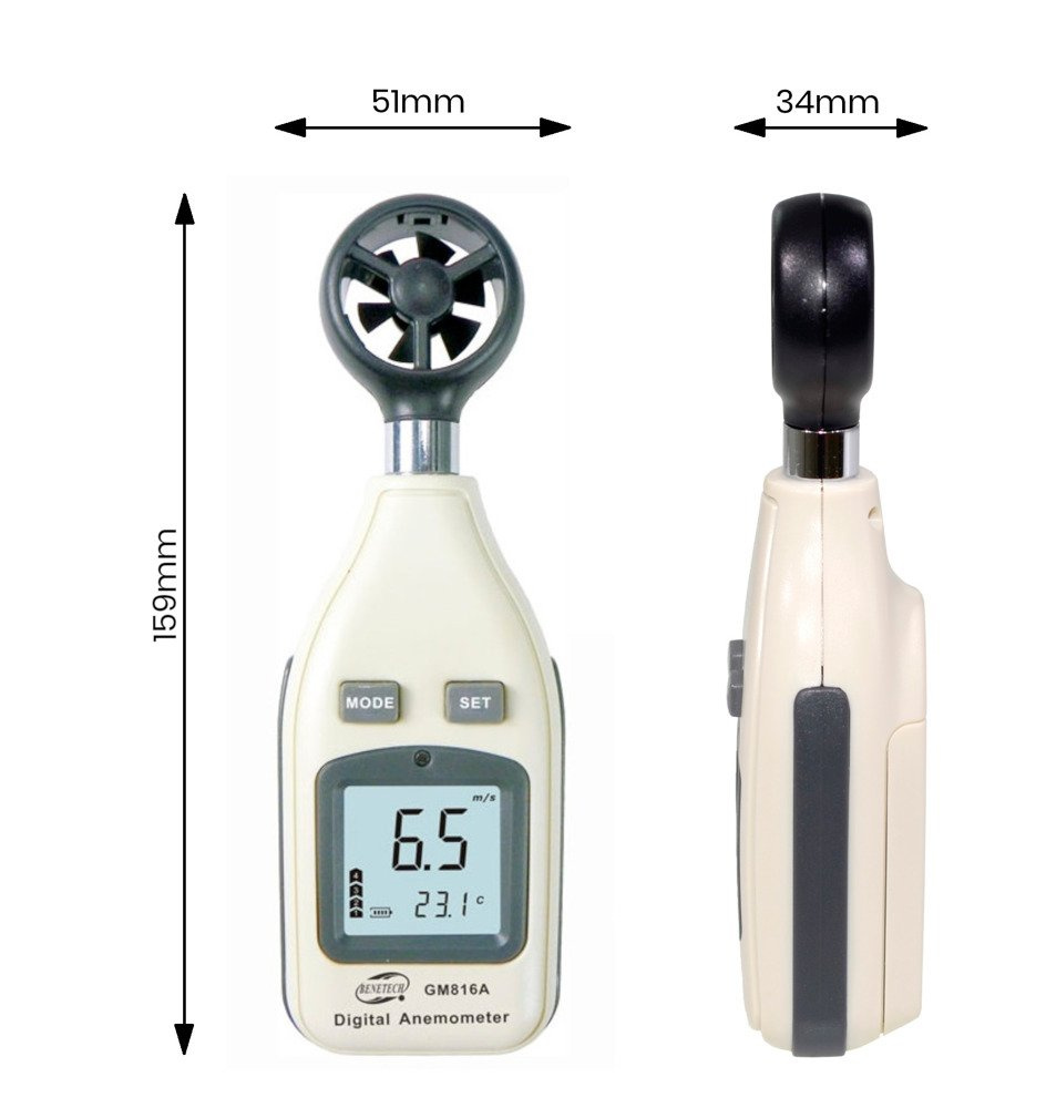 LCD Smart Anemometer Air Wind Speed Gauge Meter Measure Velocity GM816A