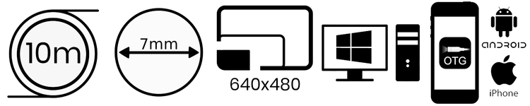 Endoskop wodoodporny kamera inspekcyjna 10m 7mm USB
