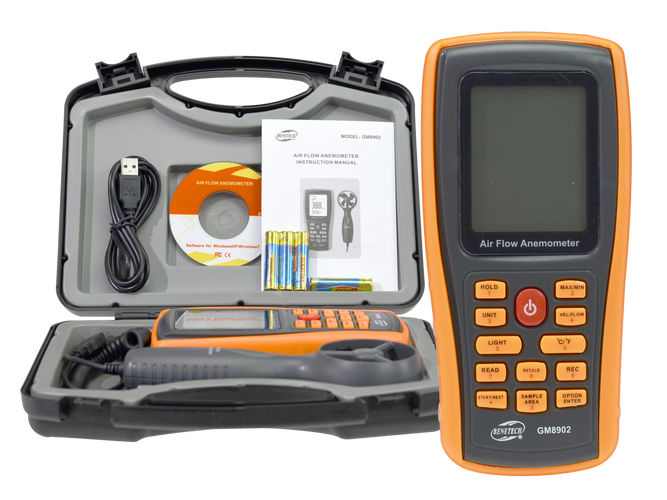 Anemometr Wiatromierz Miernik wiatru i temperatury Benetech GM8902