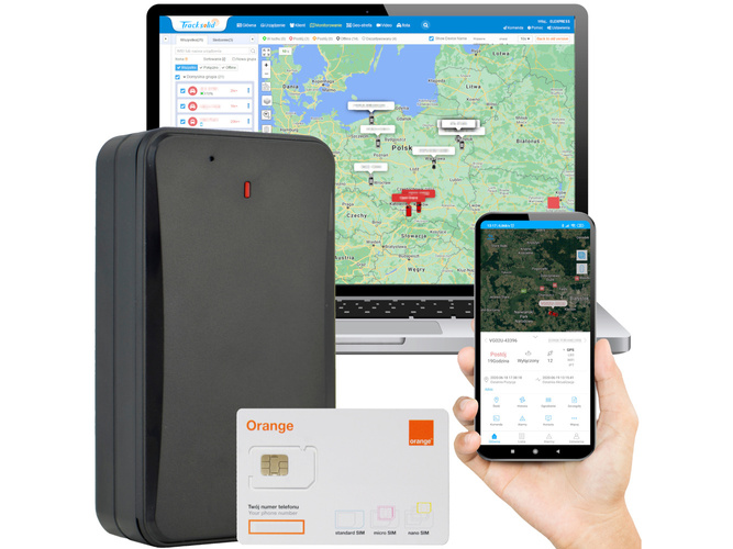 Lokalizator GPS 2G, bateryjny 10000mAh (AT4) + Karta Orange + Serwis Tracksolid Pro na 10 lat