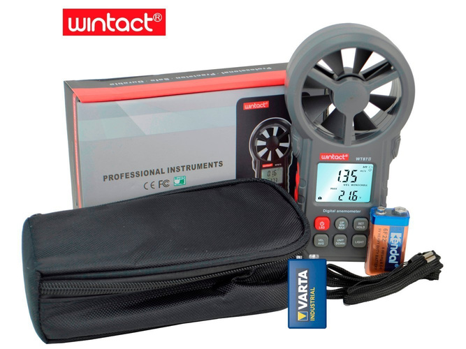 Wiatromierz miernik wiatru Anemometr Bluetooth Wintact WT87B + bateria VARTA 9V