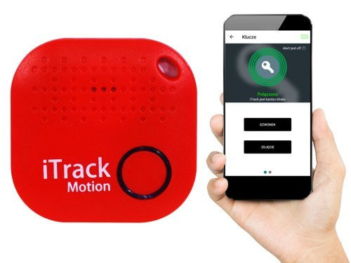 iTrack Motion lokalizator kluczy alarm ruchu Bluetooth GPS czerwony