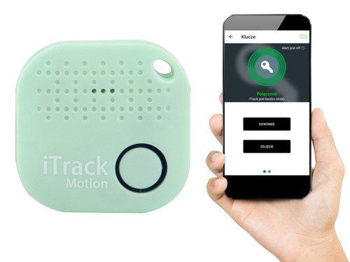 iTrack Motion lokalizator kluczy alarm ruchu Bluetooth GPS miętowy