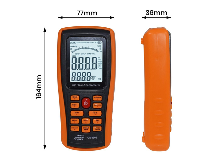 Anemometr Wiatromierz Miernik wiatru i temperatury Benetech GM8902