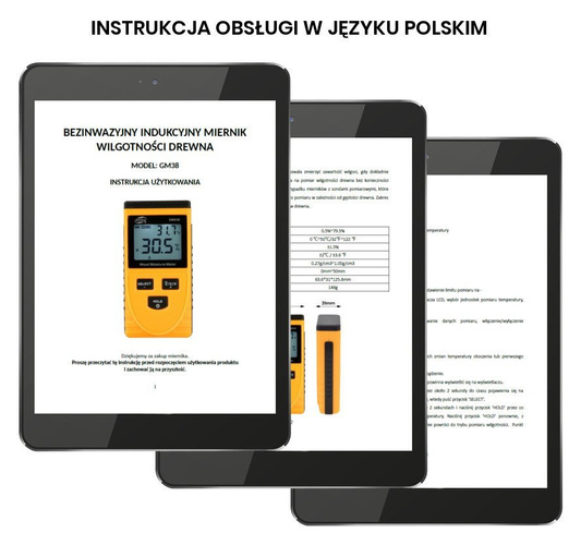 Bezinwazyjny wilgotnościomierz miernik wilgotności drewna + Varta 9V