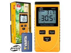 Bezinwazyjny wilgotnościomierz miernik wilgotności drewna + Varta 9V