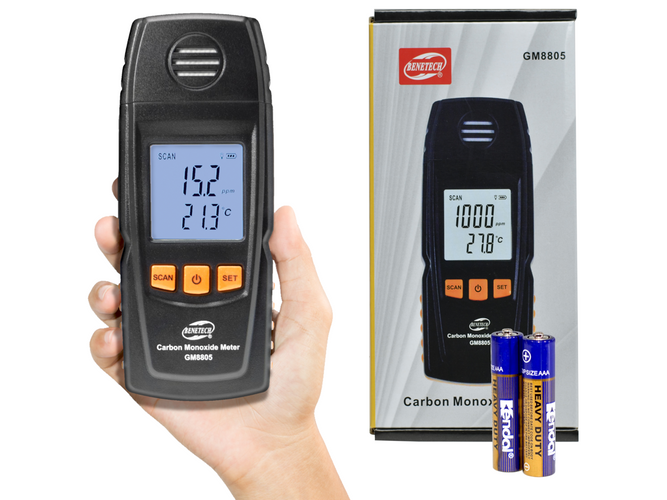 Przenośny miernik tlenku węgla LCD detektor czadu 1000ppm Benetech GM8805
