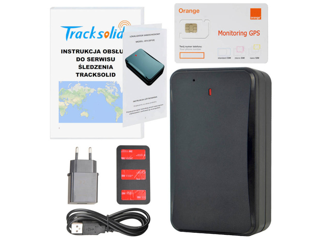 Lokalizator GPS 2G, bateryjny 10000mAh (AT4) + Karta Orange + Serwis Tracksolid Pro na 10 lat