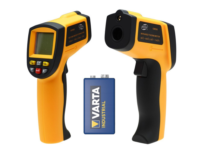 Bezdotykowy termometr laserowy pirometr  -50 do 900C Benetech GM900 + Varta 9V