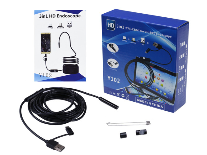 Endoskop wodoodporny kamera inspekcyjna 10m 7mm USB sztywny