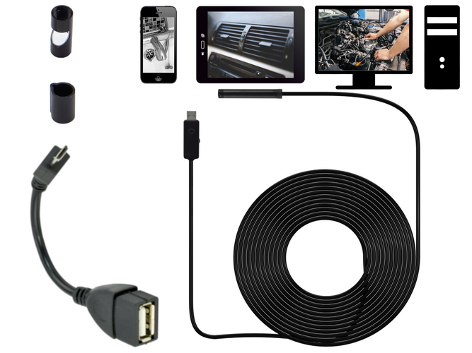 Endoskop wodoodporny kamera inspekcyjna 5m 5,5mm USB sztywny