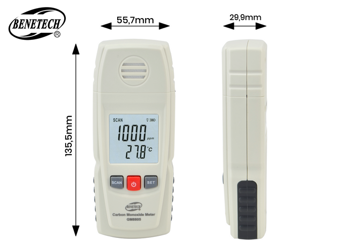 Przenośny miernik tlenku węgla LCD detektor czadu 1000ppm