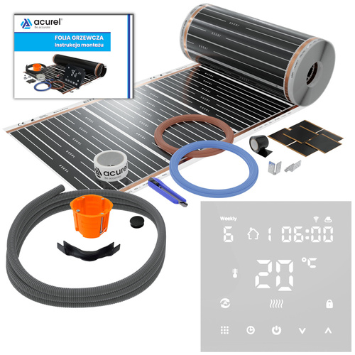 Termostat do ogrzewania elektrycznego + folia grzewcza 3m2 + akcesoria montażowe