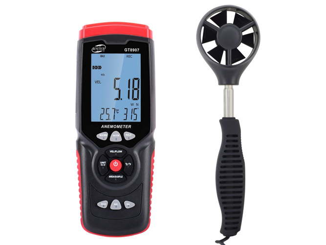 Wiatromierz anemometr miernik wiatru BLUETOOTH Benetech GT8907 + PROGRAM
