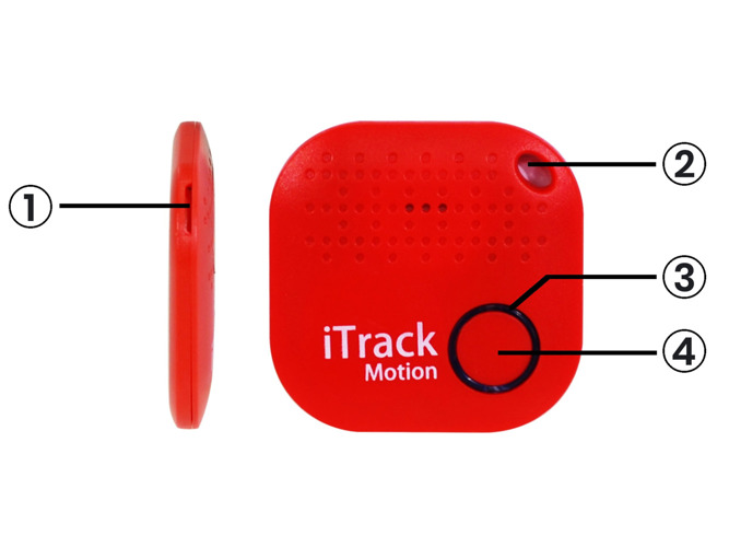 iTrack Motion lokalizator kluczy alarm ruchu Bluetooth GPS czerwony