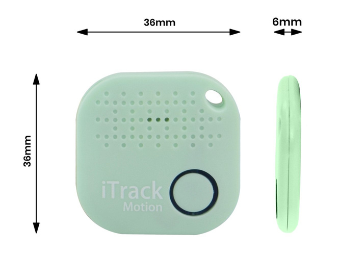 iTrack Motion lokalizator kluczy alarm ruchu Bluetooth GPS miętowy